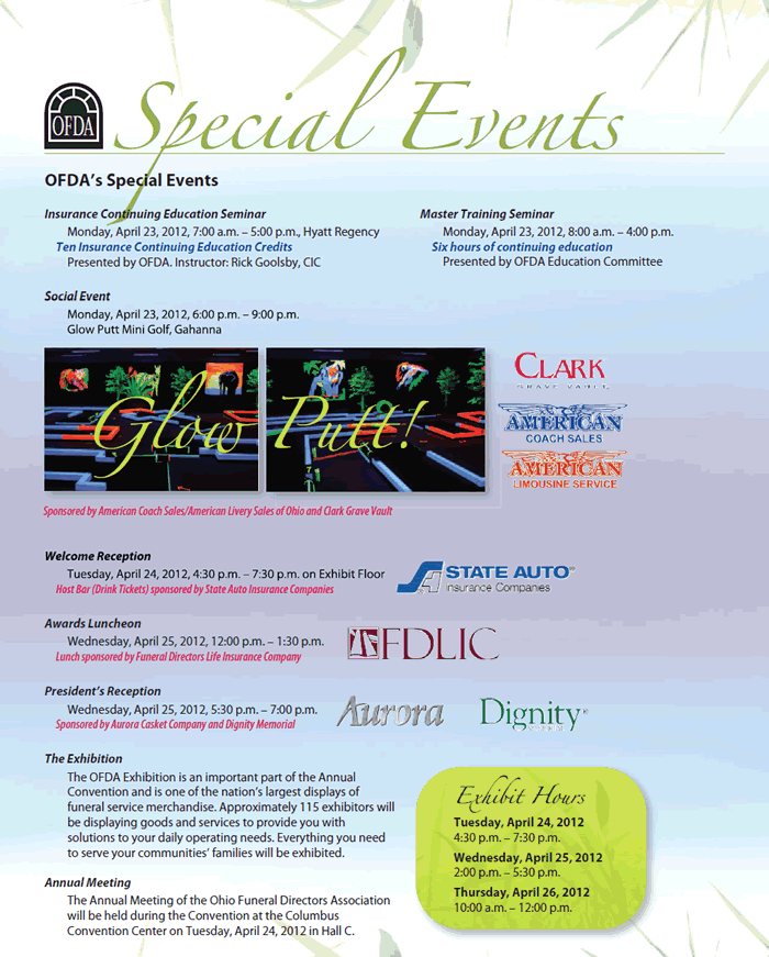 Convention 2012 Special Events